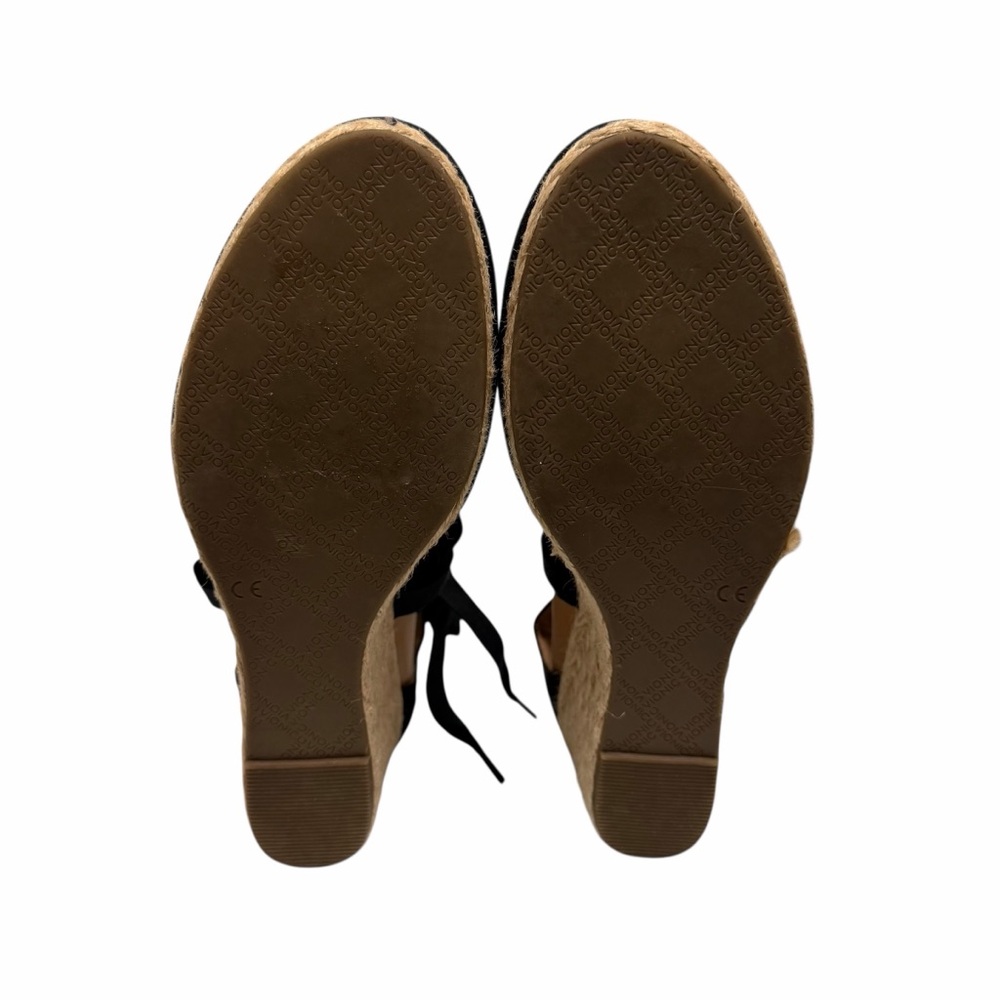 Vionic Solid Black/Tan Canvas Wedges - image 5